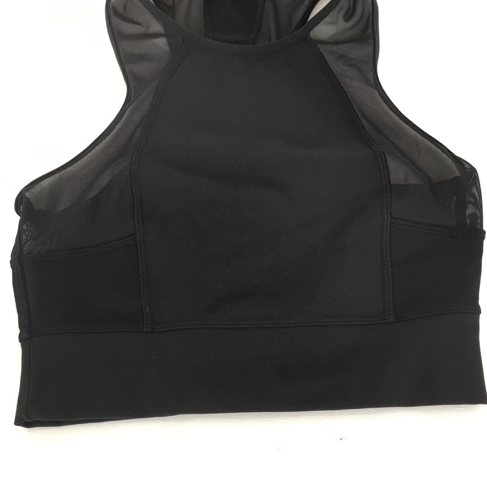 Lululemon Cropped Workout Tank Top Black Sheer Mesh Panels Athletic Racerback - Picture 7 of 13